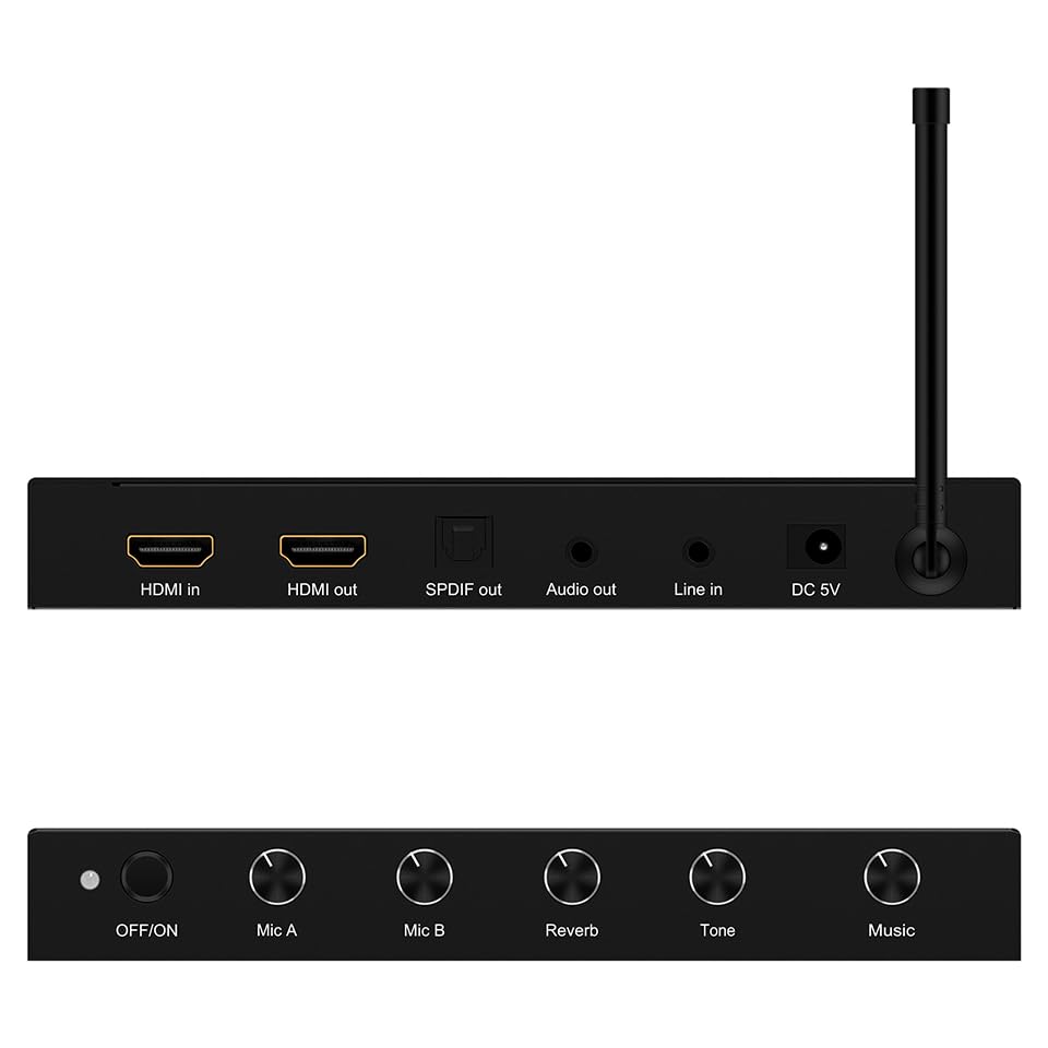 HDSUNWSTD Sound Town Microphone Karaoke Mixer System with Dual Handheld Microphone, 3.5mm Audio/Optical/ & HDMI in/Out in Singing Receiver for Smart TV, PC, KTV, Home Theater