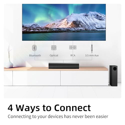 Sound Bars for TV with 100 watts Subwoofer, 16-inch Mountable Sound Bar, 2.1ch Surround Sound System for TV, Bluetooth Soundbar for TV Work with Traditional or Smart TV, Computer