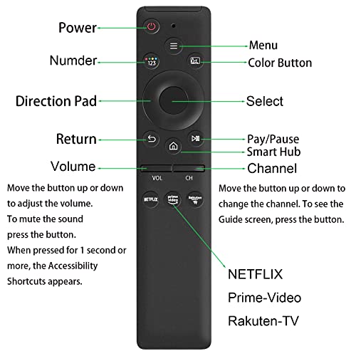 Universal Remote Control compatible for Samsung Smart-TV LCD LED UHD QLED 4K HDR TV Remote, with NETFLIX and Prime Video Buttons