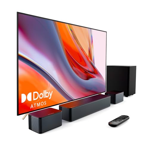 ULTIMEA 5.1 Home Theater Sound Bar Compatible with Dolby Atmos, Peak Power 410W, Sound Bars for Smart TV with Subwoofer, 3D Surround Sound System for TV, Adjustable Surround and Bass, Poseidon D60