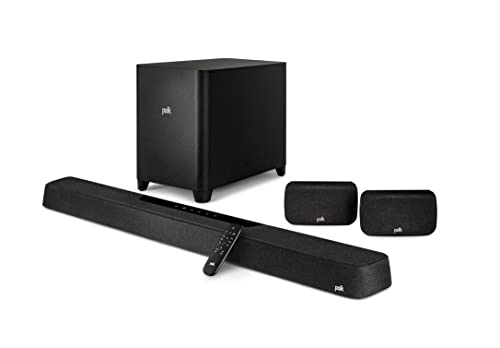 Polk MagniFi Max AX SR 7.1.2 Channel Sound Bar with 10" Wireless Subwoofer & SR2 Surround Speakers, Dolby Atmos and DTS:X Certified, Polk's Patented VoiceAdjust & SDA Technologies, Black