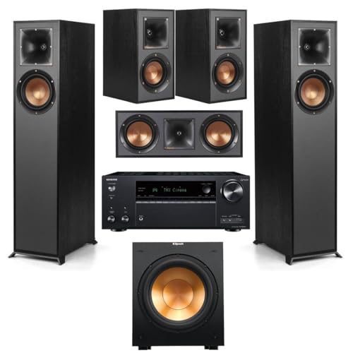 Klipsch Reference R-610F 5.1 Home Theater System, Black with RX-V4A 5.2-Channel AV Receiver with 8K HDMI and MusicCast
