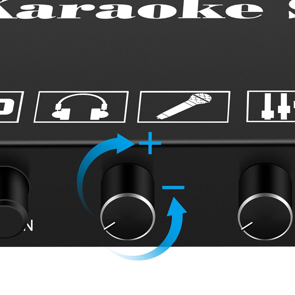 HDSUNWSTD Sound Town Microphone Karaoke Mixer System with Dual Handheld Microphone, 3.5mm Audio/Optical/ & HDMI in/Out in Singing Receiver for Smart TV, PC, KTV, Home Theater