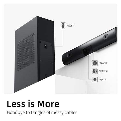 Sound Bars for TV with 100 watts Subwoofer, 16-inch Mountable Sound Bar, 2.1ch Surround Sound System for TV, Bluetooth Soundbar for TV Work with Traditional or Smart TV, Computer