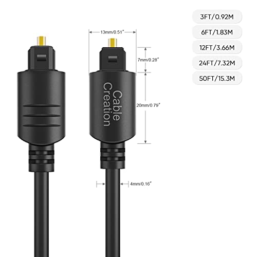 CableCreation Digital Optical Audio Cable 6 Feet, Fiber Optical Toslink Cable for Home Theater, Sound Bar, TV, PS4, Xbox, VD/CD Player, Blu-ray Players,Game Console & More, 1.8M