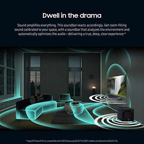 SAMSUNG HW-Q990C 11.1.4ch Soundbar w/ Wireless Dolby Audio, Rear Speakers Included w/ Q-Symphony, SpaceFit Sound Pro, Adaptive Sound, Game Mode Pro, Airplay 2, AVA, Alexa Built-In