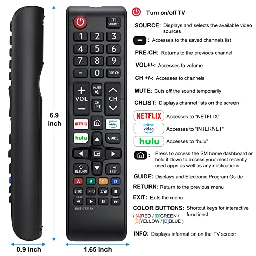 【Pack of 2】 New Universal Remote for all Samsung TV Remote, Replacement Compatible for All Samsung Smart TV, LED, LCD, HDTV, 3D, Series TV