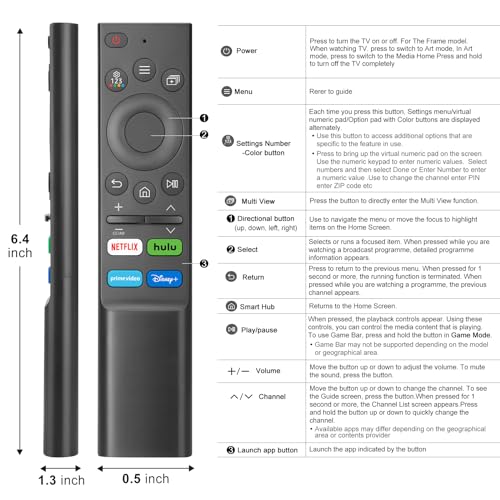 Universal for Samsung Smart TV Remote Control Replacement, Compatible All Samsung Frame Serif Crystal Solar UHD Neo QLED OLED 4K 8K TVs