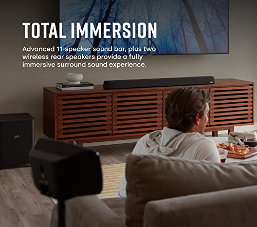 Polk MagniFi Max AX SR 7.1.2 Channel Sound Bar with 10" Wireless Subwoofer & SR2 Surround Speakers, Dolby Atmos and DTS:X Certified, Polk's Patented VoiceAdjust & SDA Technologies, Black