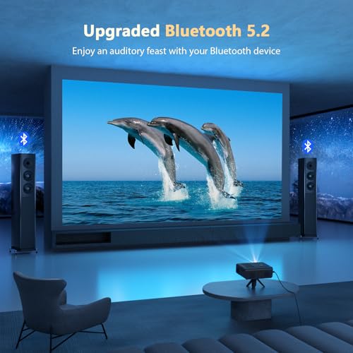 [Android TV & Auto Focus/Keystone] 4K Smart Projector with WiFi and Bluetooth, VOPLLS 600ANSI Native 1080P Outdoor Projector, PPT, 50% Zoom Home Theater Movie Projector for Bedroom/iOS/Android
