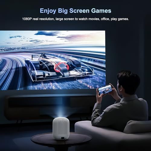 [Auto Focus/6D Keystone]PR350 Portable Mini Projector with 5G WiFi 6 and Bluetooth, Native 4K 1080P Outdoor Video Projector, Smart Home Theater System Compatible with iOS/Android/HDMI/USB