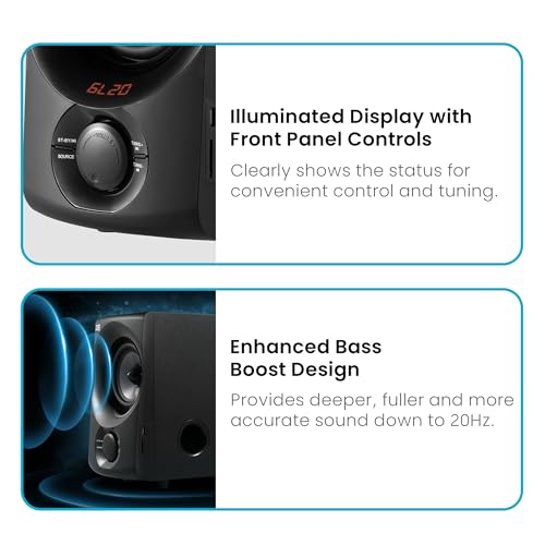 Acoustic Audio AA5172 700W Bluetooth Home Theater 5.1 Speaker System with FM Tuner, USB, SD Card, Remote Control, Powered Sub (6 Speakers, 5.1 Channels, Black with Gray)