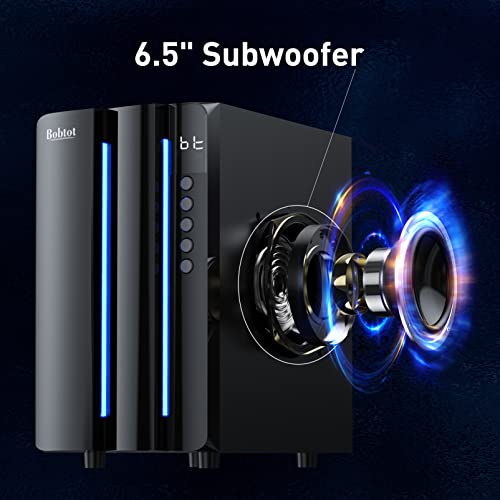 Bobtot Surround Sound Systems Home Theater System - 800 Watts Peak Power 6.5" Subwoofer 5.1/2.1 Wired Stereo Speakers Strong Bass with HDMI ARC Optical AUX Bluetooth Input