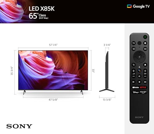 Sony 65 Inch 4K Ultra HD TV X85K Series: LED Smart Google TV with Dolby Vision HDR and Native 120HZ Refresh Rate KD65X85K- Latest Model, Black