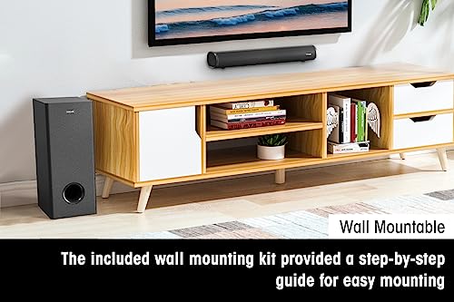 Compact 2.1 Sound Bar with Subwoofer for TVs