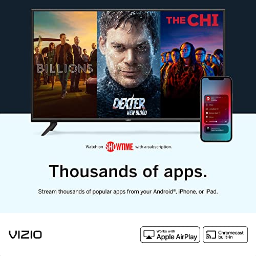 VIZIO D-Series 720p Smart TV with Apple AirPlay and Chromecast Built-in, Screen Mirroring for Second Screens, & 150+ Free Streaming Channels, D32h-J09, Model (Renewed), 32 inches
