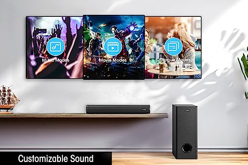 Compact 2.1 Sound Bar with Subwoofer for TVs