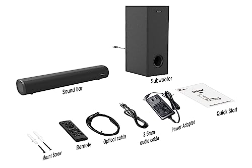 Compact 2.1 Sound Bar with Subwoofer for TVs