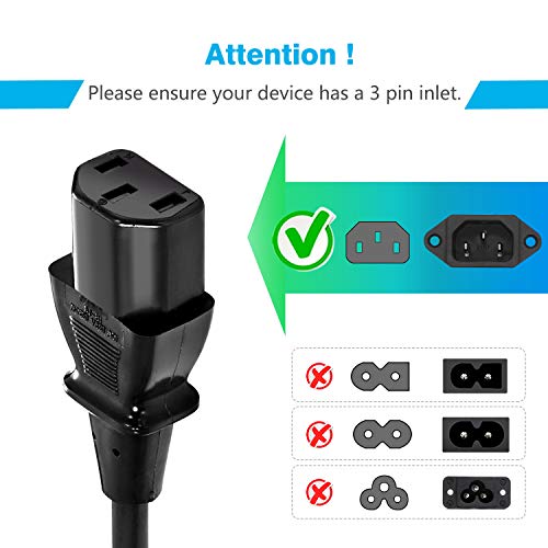 Chanzon 10ft Universal Power Cord for Monitors & TVs