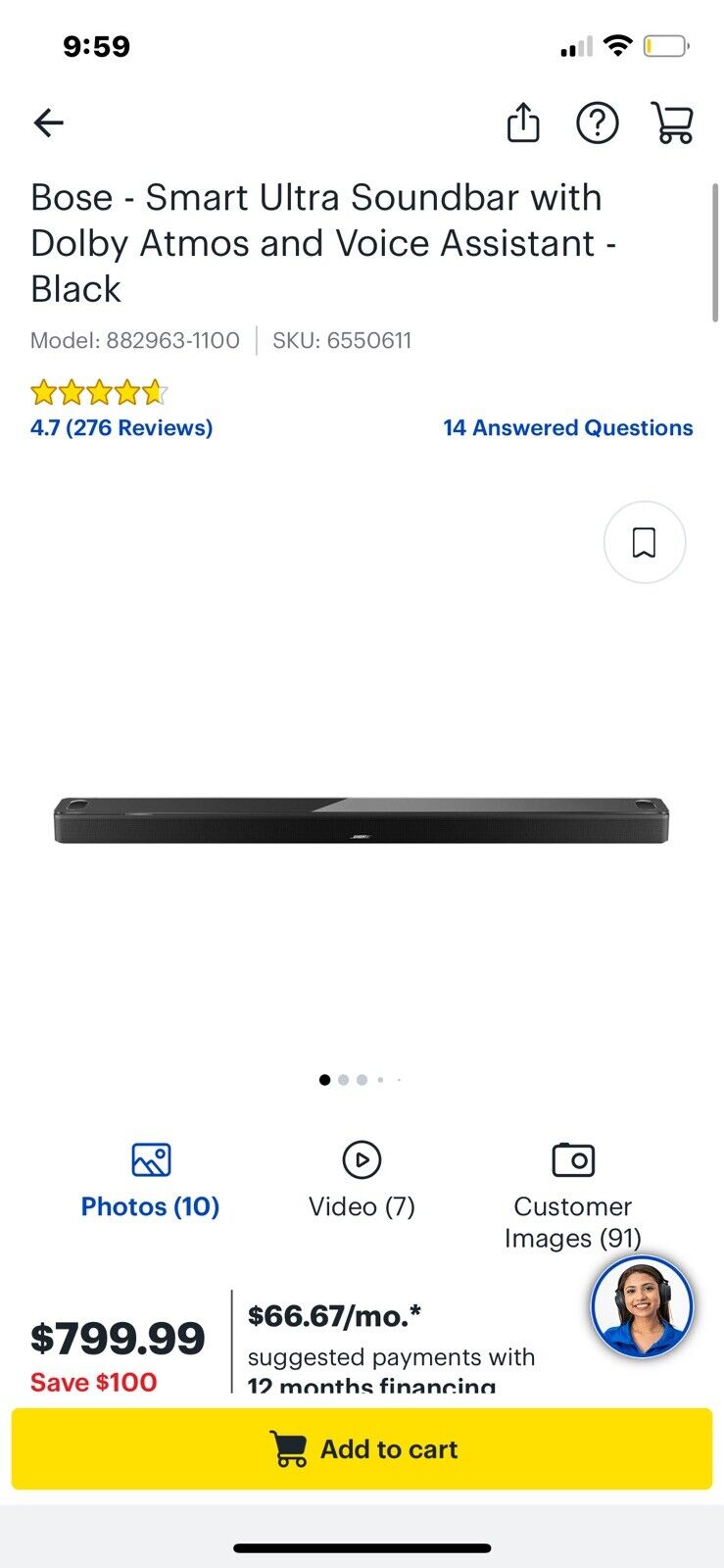 Bose Smart Soundbar with Dolby Atmos and Voice Control