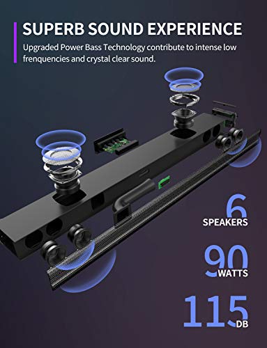 38-Inch 2.1 Sound Bar with Built-In Subwoofers