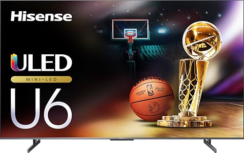 Hisense 85-Inch Class U6 Series Mini-LED ULED 4K UHD Google Smart TV (85U6N, 2024 Model) - QLED, Motion Rate 240, HDR 10+, Full Array Local Dimming, Game Mode Plus, Alexa Compatibility