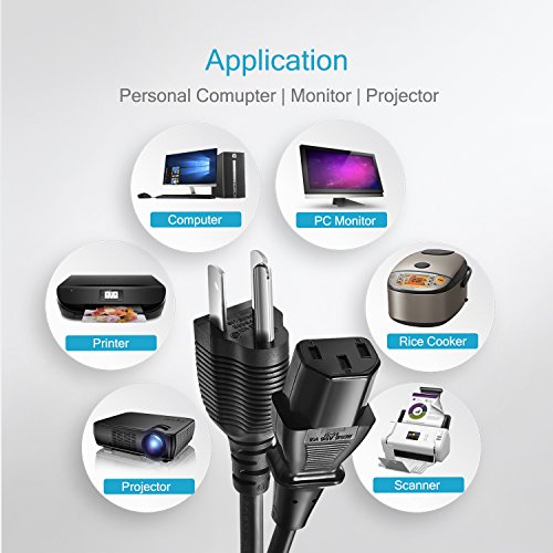 Chanzon 10ft Universal Power Cord for Monitors & TVs