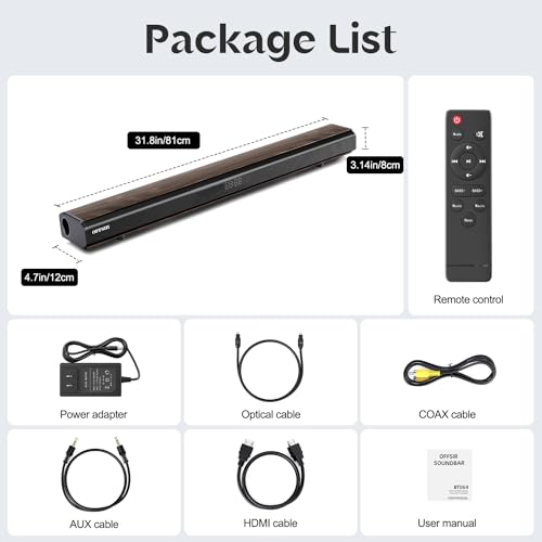 OFFSIR 32" Bluetooth Soundbar with 6 Speakers