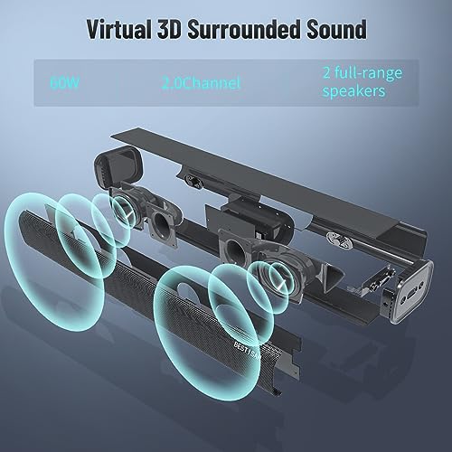 BESTISAN 21-Inch Wireless Bluetooth Soundbar with Equalizer