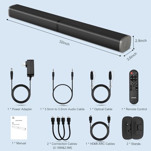 Wohome 32" Bluetooth Sound Bar with Subwoofers