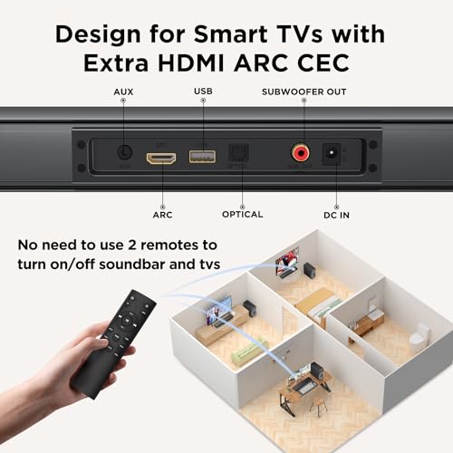 Hiwill 120W Soundbar with Subwoofer for Smart TVs