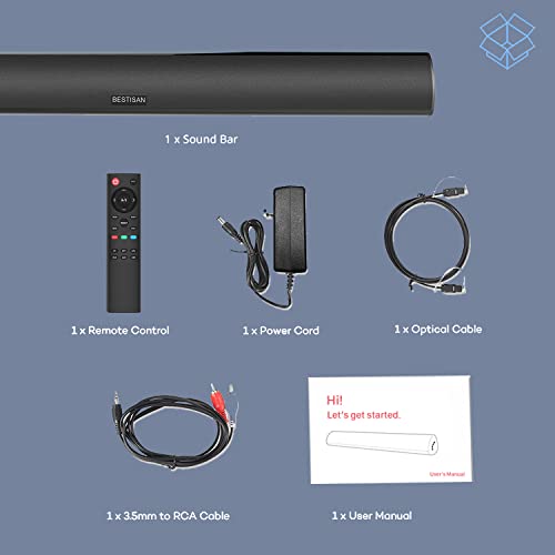 BESTISAN 28” Bluetooth 5.0 Soundbar for TV