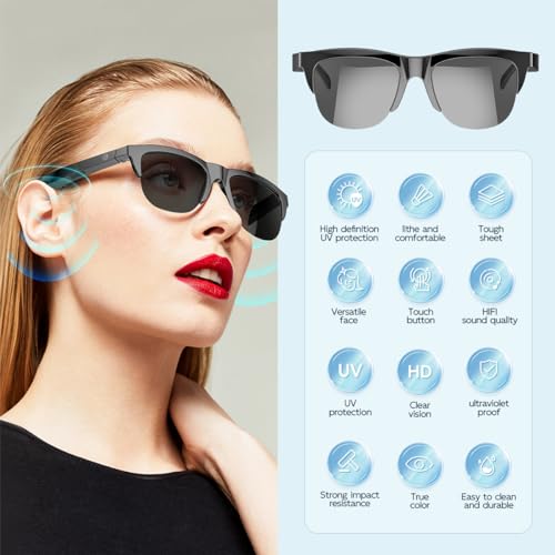 Smart Bluetooth Sunglasses with Voice Control and Microphone