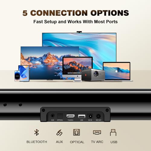 Smart TV Sound Bar with Wired Subwoofer, 240W