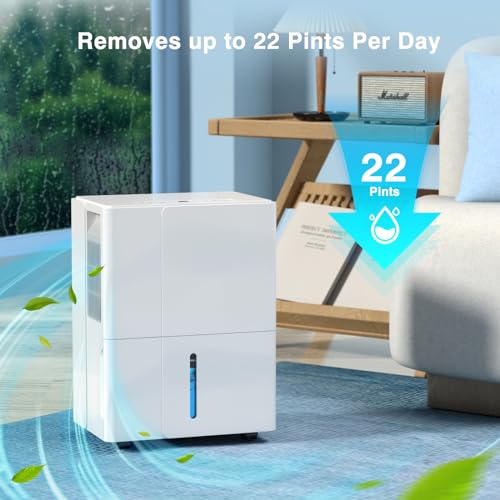Zafro 2000 Sq.Ft. Energy Star Dehumidifier for Home Bedrooms,1.2Gal Water Tank With Smart Control,Timing Device For Medium Size Rooms,25 Pints (White)