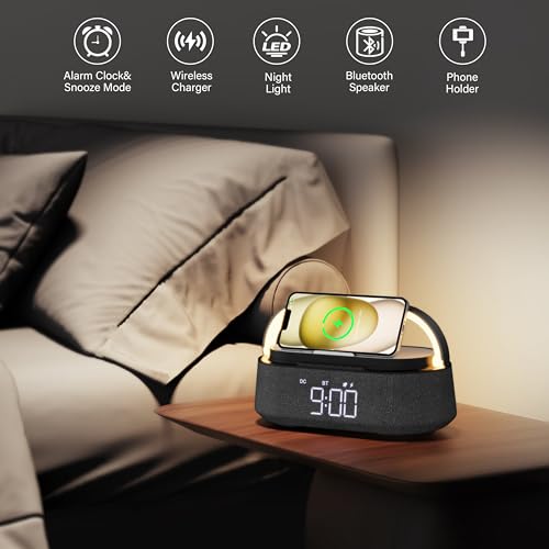 Bluetooth Speaker with Wireless Charger and LED Light