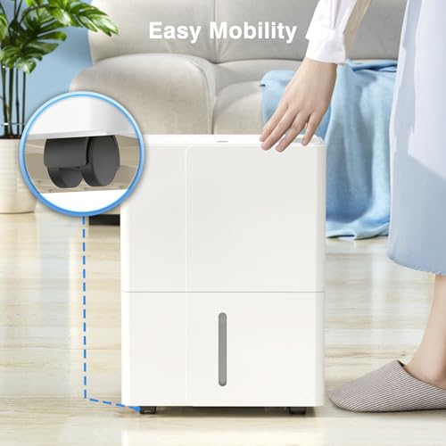Zafro 2000 Sq.Ft. Energy Star Dehumidifier for Home Bedrooms,1.2Gal Water Tank With Smart Control,Timing Device For Medium Size Rooms,25 Pints (White)
