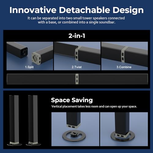 MZEIBO 50W Bluetooth Sound Bar for Smart TVs