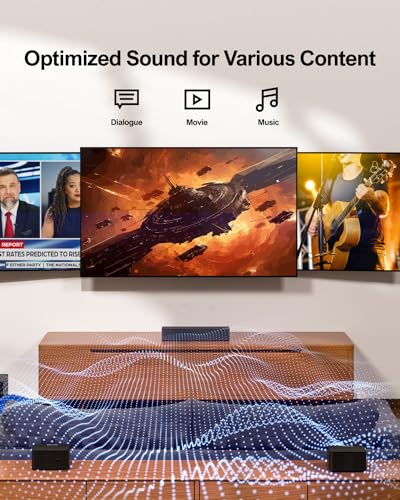 ULTIMEA 5.1 Surround Sound Bar, Peak Power 320W, Surround Sound System Home Theater Sound Bar for Smart TV with Adjustable Surround Speakers and Subwoofer,TV Soundbar Poseidon D50