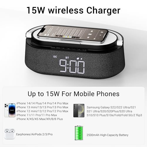 Bluetooth Speaker with Wireless Charger and LED Light