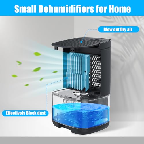 Dehumidifiers for Bedroom 35oz Small Dehumidifier for Home 2500 Cubic Feet(350sq ft) with 7 LED Lights, Ultra Quiet & Auto Shut off Dehumidifier for Bathroom Basement Closet Garage RV, Black