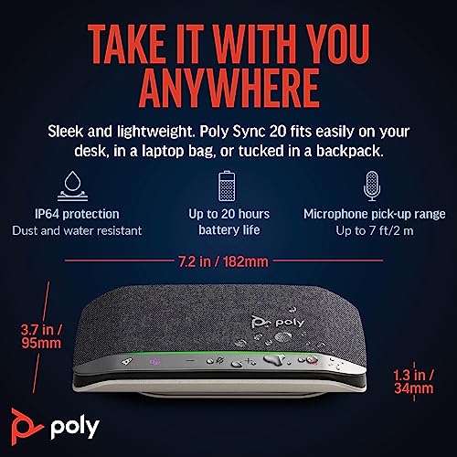 Poly Sync 20 USB-C Smart Speakerphone with Noise Reduction