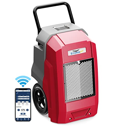 AlorAir 180 Pints Commercial Dehumidifier with Pump Drain Hose, Smart Wi-Fi Dehumidifier for Large Basement, Industrial or Commercial Space, Smart Wi-Fi, 5 Years Limited Warranty, Red