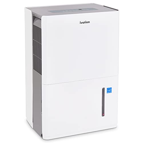Ivation 4,500 Sq. Ft Energy Star Dehumidifier, Large Capacity Compressor De-humidifier for Extra Big Rooms and Basements w/Continuous Drain Hose Connector, Humidity Control, Auto Shutoff and Restart
