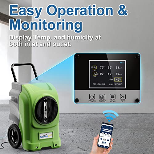AlorAir 270 Pints Commercial Dehumidifiers Smart Wi-Fi with Pump, Up to 3,000 Sq.Ft Coverage for Large Room or Basements, Industrial Dehumidifier with Drain Hose, 5 Years Limited Warranty, Green