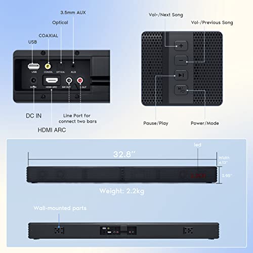 GEOYEAO 32" 3D Surround Sound Bar System