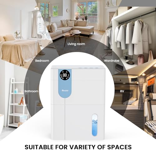 Dehumidifier, VEWIOR 152 OZ Dehumidifiers for Home, Quiet Dehumidifier for Basement with Large Water Tank, Dehumidifiers for Bathroom Bedroom RV Closet with Auto Shut Off and Night Light