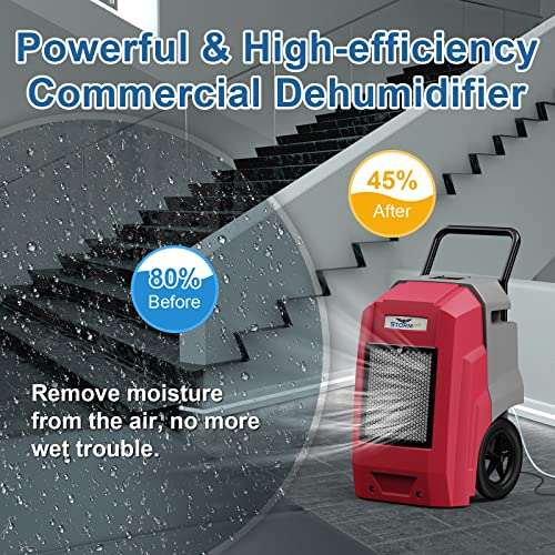 AlorAir 180 Pints Commercial Dehumidifier with Pump Drain Hose, Smart Wi-Fi Dehumidifier for Large Basement, Industrial or Commercial Space, Smart Wi-Fi, 5 Years Limited Warranty, Red