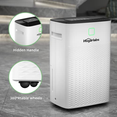 HOGARLABS 30 Pint Dehumidifiers for Home and Basements, with 3 Working Modes, Overflow Protection, and Auto Shut off Restart. Ultra Silent Dehumidifier with Drain Hose and Digital Control Panel.