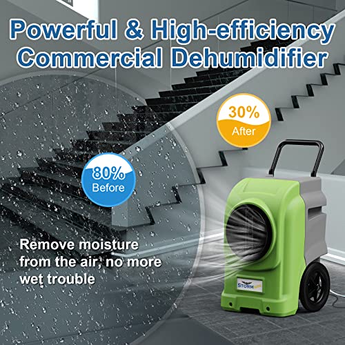 AlorAir 270 Pints Commercial Dehumidifiers Smart Wi-Fi with Pump, Up to 3,000 Sq.Ft Coverage for Large Room or Basements, Industrial Dehumidifier with Drain Hose, 5 Years Limited Warranty, Green